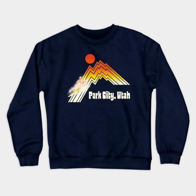 Park City Utah 70s/80s Retro Souvenir Style Skiing Crewneck Sweatshirt by darklordpug